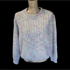 Raga rainbow long sleeve crew neck sweater, size medium